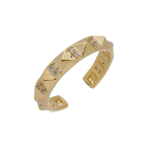 Anel Spike Cravejado Banhado em Ouro 18k - Imagem 1