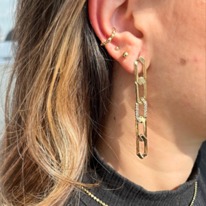 Brinco Caterina elos groumet banhado em ouro 18k - Imagem 2