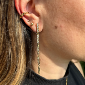 Brinco Palitinho Cravejado Banhado em Ouro 18k - Imagem 2