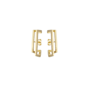 Brinco ear hook liso reto banhado em ouro 18k