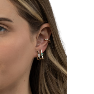 Brinco Ear Hook Turmalina Banhado em Ouro 18k - Imagem 2