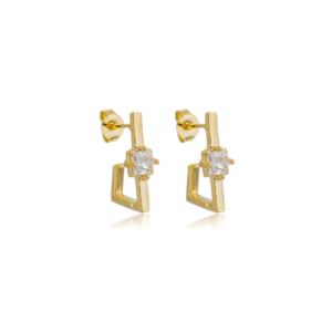Brinco ear hook cristal banhado em ouro 18k - Imagem 1