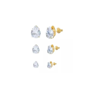 Brinco trio ponto de luz gota banhado em ouro 18k - Imagem 1