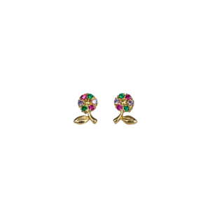 Brinco Flor Colorida Banhado em Ouro 18k