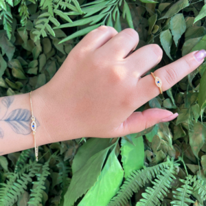Pulseira olho grego banhado em ouro 18k - Imagem 2