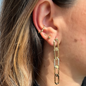 Piercing fake ondulado banhado em ouro 18k - Imagem 2