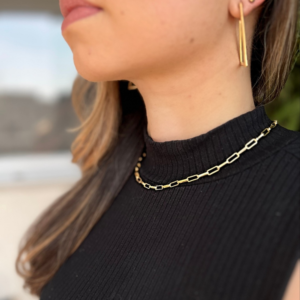 Colar Elo Retangular Banhado em Ouro 18k - Imagem 2
