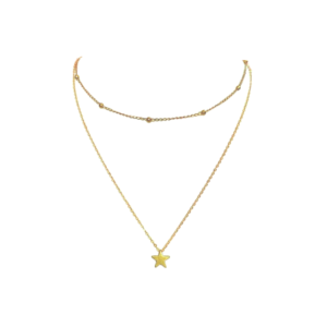 Colar duplo estrela banhado em ouro 18k - Imagem 1