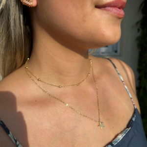 Colar duplo estrela banhado em ouro 18k - Imagem 2