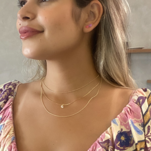 Colar triplo ponto de luz banhado em ouro 18k - Imagem 2