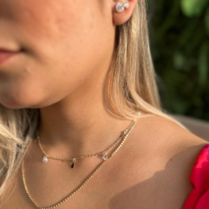 Colar gotas e zircônias banhado em ouro 18k - Imagem 3