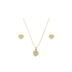 Conjunto Colar e Brinco Coração Banhado em ouro 18k