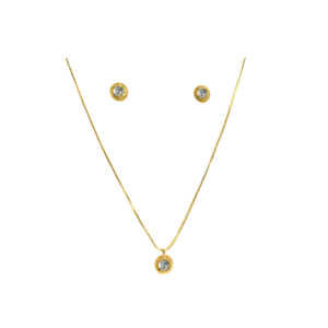 Conjunto Colar e Brinco Ponto de Luz Banhado em Ouro 18k - Imagem 1