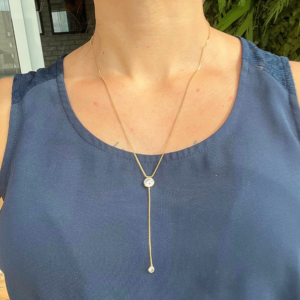 Colar gravatinha com ponto de luz banhado em ouro 18k - Imagem 3