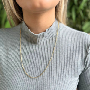 Colar Longo Elo Cadeado Banhado em Ouro 18k - Imagem 1