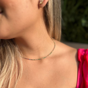 Colar riviera colorida banhado em ouro 18k - Imagem 2