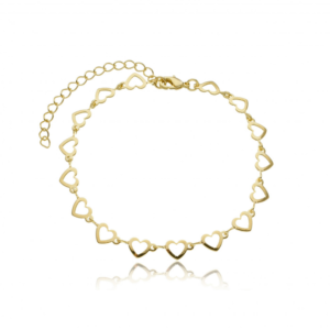 Pulseira corações banhado em ouro 18k - Imagem 1