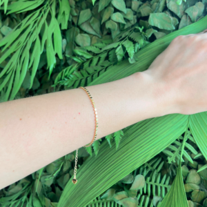 Pulseira bolinha achatada banhado em ouro 18k - Imagem 3