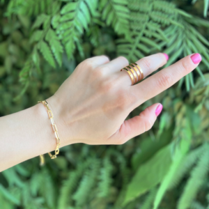 Pulseira elo retangular banhado em ouro 18k - Imagem 2