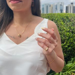 Anel de Dedinho Cravejado Banhado em Ouro 18k - Imagem 2