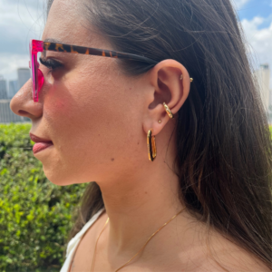 Brinco Argola Reta Banhado em Ouro 18k - Imagem 3