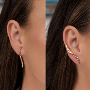 Brinco earcuff 2 em 1 banhado em ouro 18k - Imagem 1