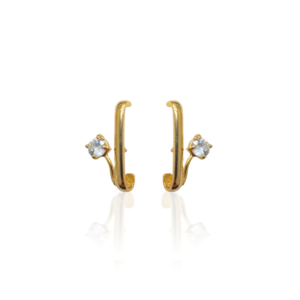 Brinco earhook com ponto de luz banhado em ouro 18k - Imagem 1