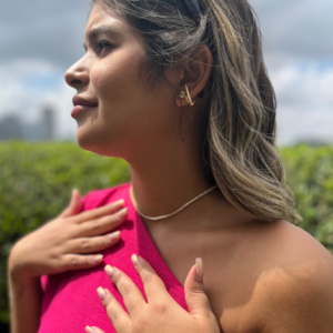 Brinco earhook com ponto de luz banhado em ouro 18k - Imagem 2