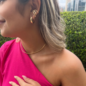 Brinco Argola com Pontinho de Luz Banhado em Ouro 18k - Imagem 2