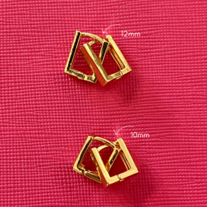 Brinco argola quadrada 10mm banhado em ouro 18k - Imagem 2
