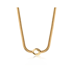 Colar chocker malha com círculo banhado em ouro 18k - Imagem 1