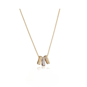 Colar argolinhas cravejadas banhado em ouro 18k - Imagem 1