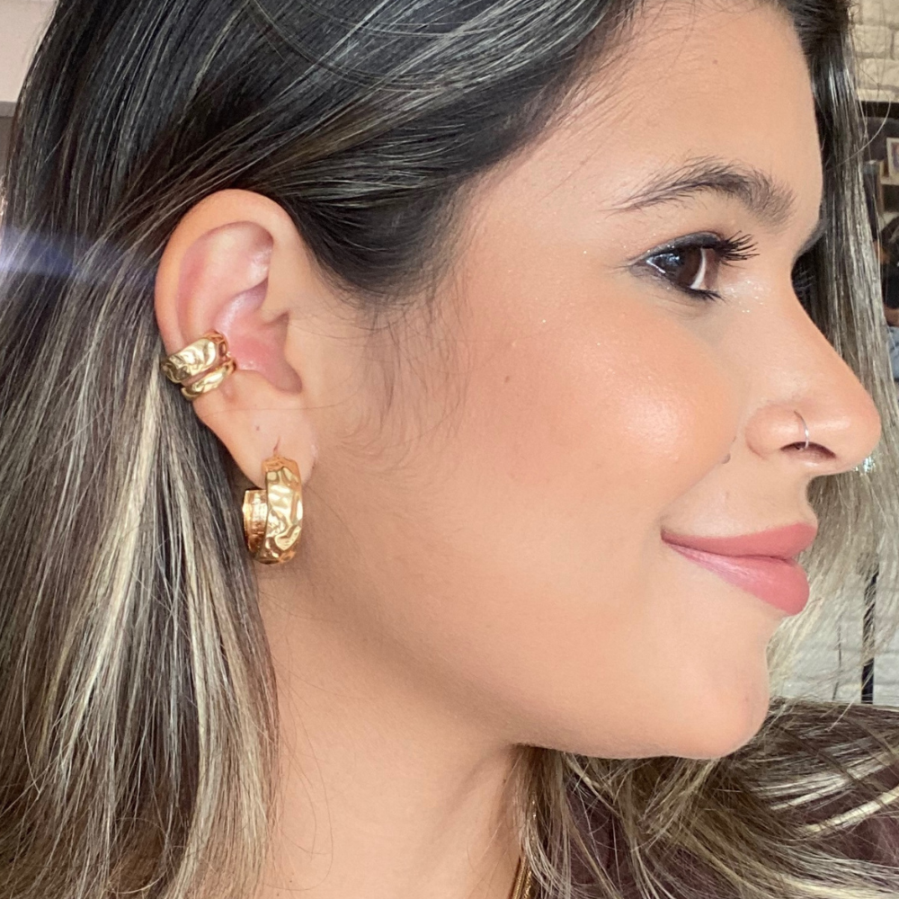 Brinco argola tubinho banhado em ouro 18k feminino da loja Padine