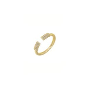 Anel ajustavel com textura cravejado banhado ouro feminino da loja Padine