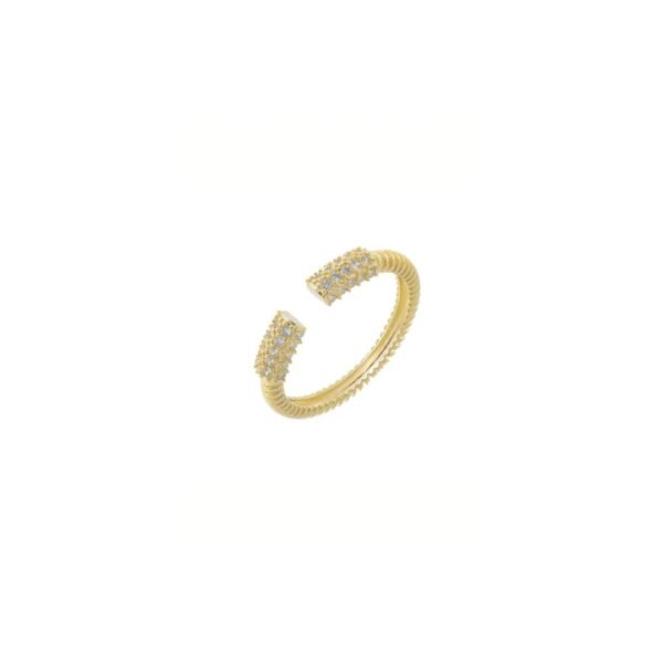Anel ajustavel com textura cravejado banhado ouro Padine SKU AN-NG-3 Anel ajustavel com textura cravejado banhado ouro feminino da loja Padine