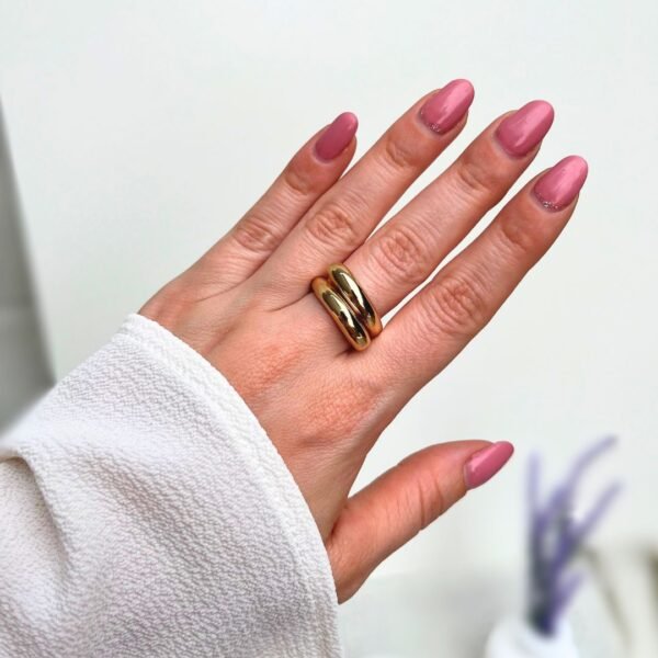 Anel Duplo Abaulado Banhado Ouro feminino da loja Padine