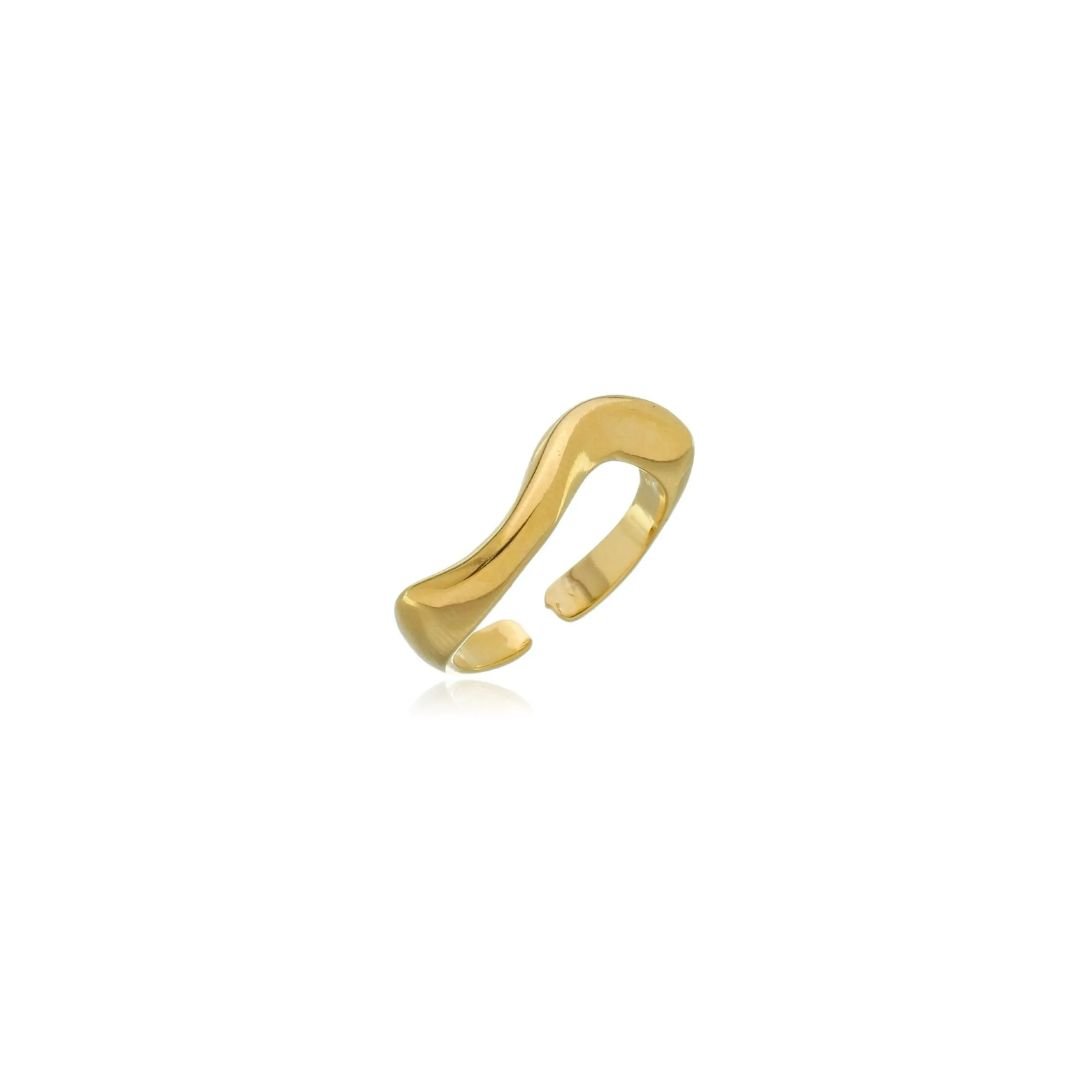 Anel Ondulado Organico Liso Ajustavel Banhado Ouro feminino da loja Padine