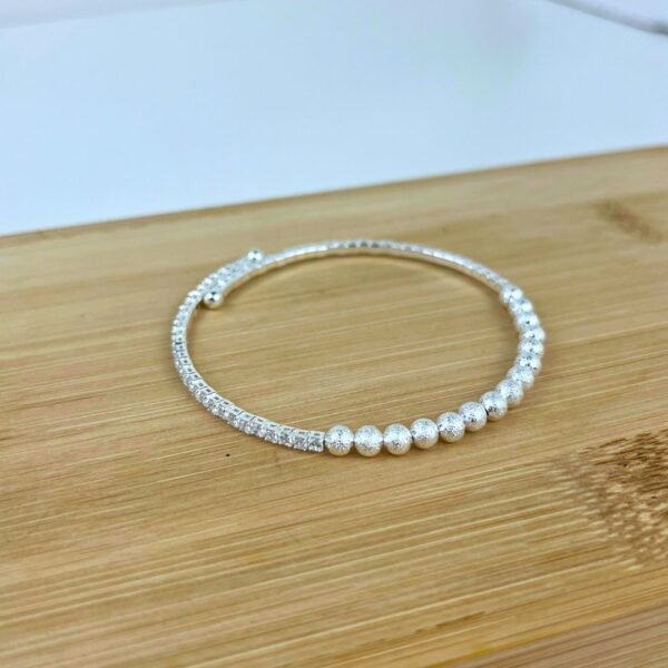 Bracelete Esferas Cravejado Banho Prata SKU PL-M-2