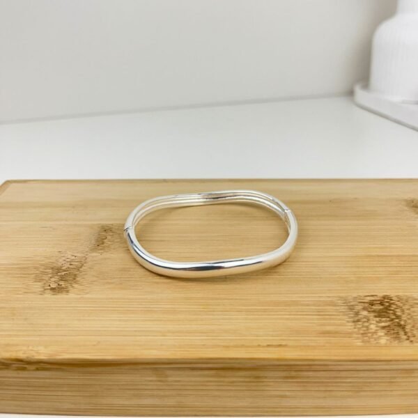 Bracelete Ondulado Banho Prata SKU PL-M-3