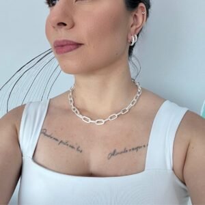 Colar Choker Grossa Diamantada Banho Prata - Imagem 1