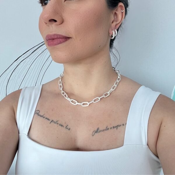 Colar Choker Grossa Diamantada Banho Prata SKU CO-M-7