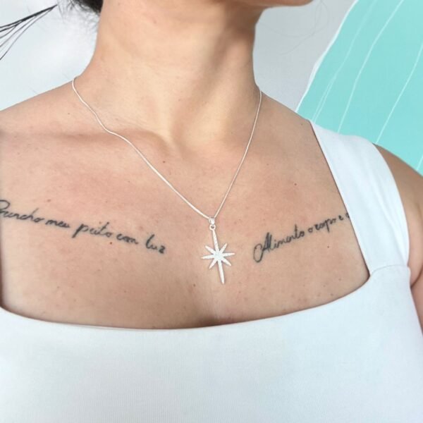 Colar Estrela Cravejada Banho Prata SKU CO-M-10