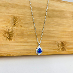 Colar Gota Azul Banho Prata - Imagem 3