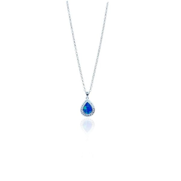 Colar Gota Azul Banho Prata SKU CO-M-13
