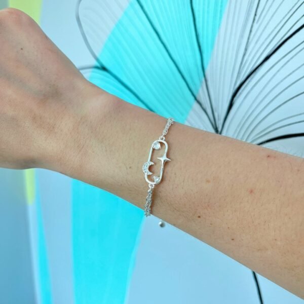 Pulseira Lua Cravejada Banho Prata SKU PL-M-5 (1)