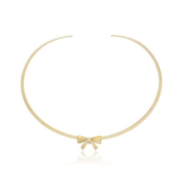 colar aro laço com zircônia banho ouro SKU CO-K-11