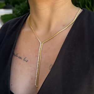 Colar Malha e Riviera Banhado em Ouro 18k - Imagem 2